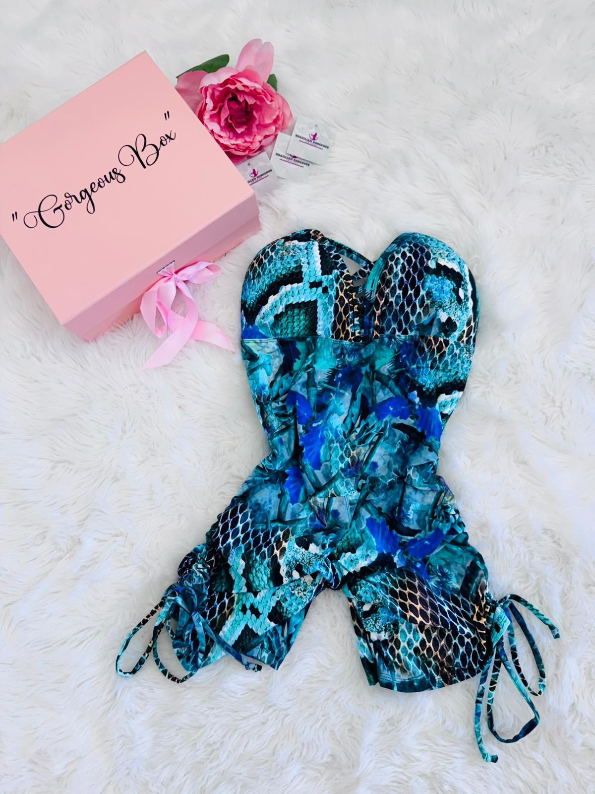 Blue Tropical Snake Romper