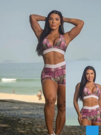 Tropical Plaid Workout Set