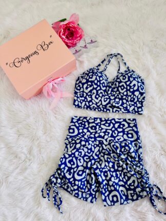 Blue Leopard Workout Set