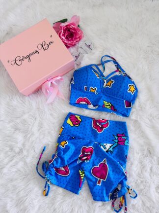 Blue Pop Retro Workout Set