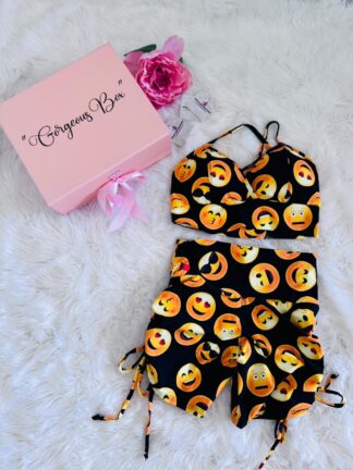 Black Workout Set with Happy Faces