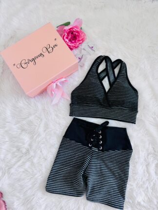 Black Workout Set with Glam Stripes