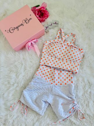 Tropical Orange Polka Dot Workout Set