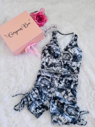 Urban Black and White Tie-Dye Workout Set