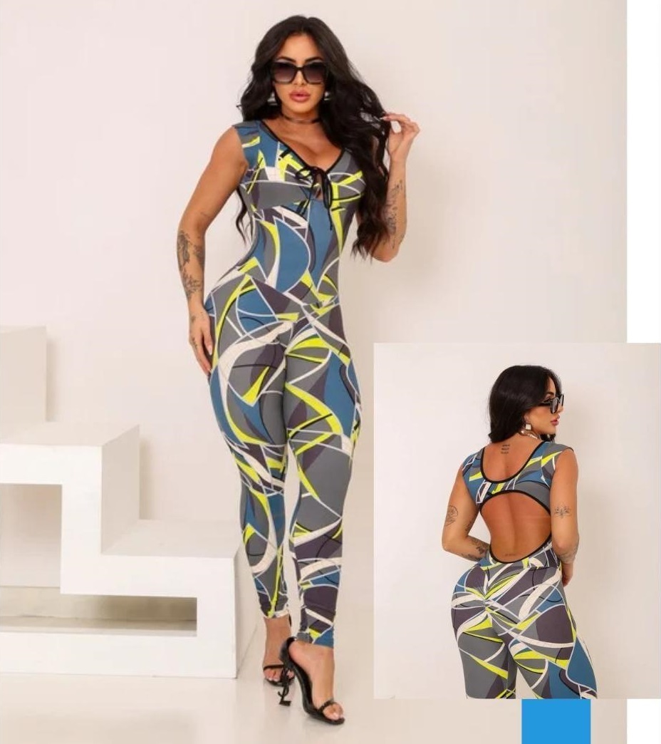 Printed Power Cutout Jumpsuit
