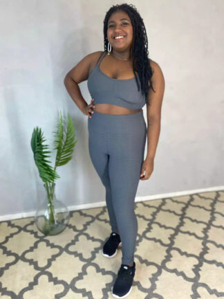 Gray Wave Jacquard Workout Set